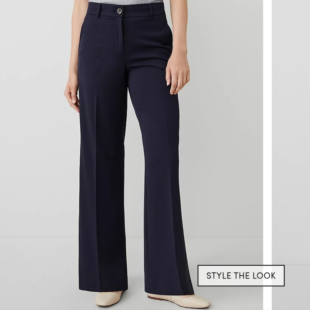 Ann Taylor Navy Wide Leg Pants Size 4P - NWT
